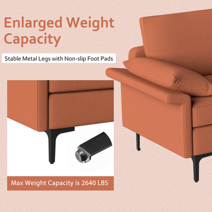 Extra Large L Shaped Sectional Sofa with Reversible Chaise and Built In USB Ports in Rust Red