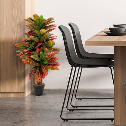 40 Inch Artificial Croton Tree with Colorful Variegated Leaves