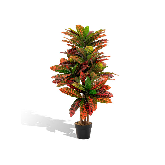 40 Inch Artificial Croton Tree with Colorful Variegated Leaves