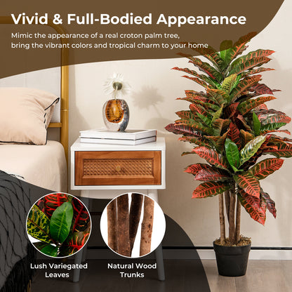 40 Inch Artificial Croton Tree with Colorful Variegated Leaves