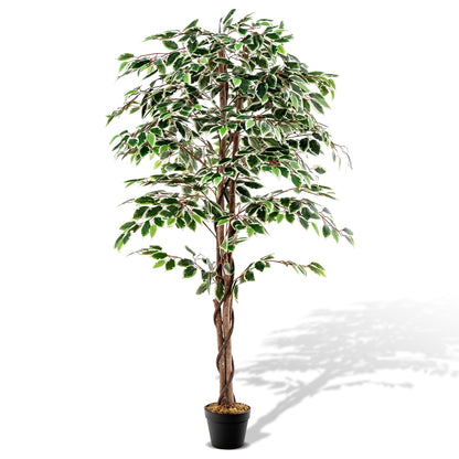 63" Lifelike Artificial Ficus Tree with 1008 Leaves, Realistic Trunk, and Dried Moss for Indoor Décor