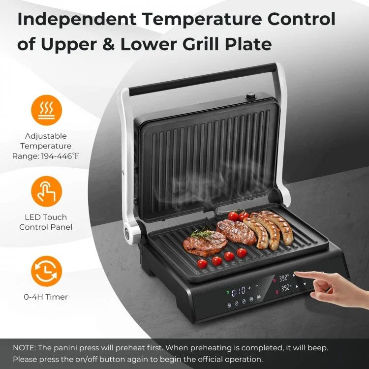 3 in 1 Electric Grill & Panini Press with LED Touch Display