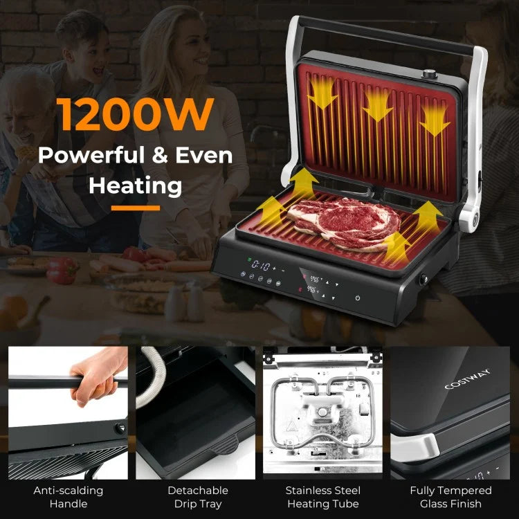 3 in 1 Electric Grill & Panini Press with LED Touch Display