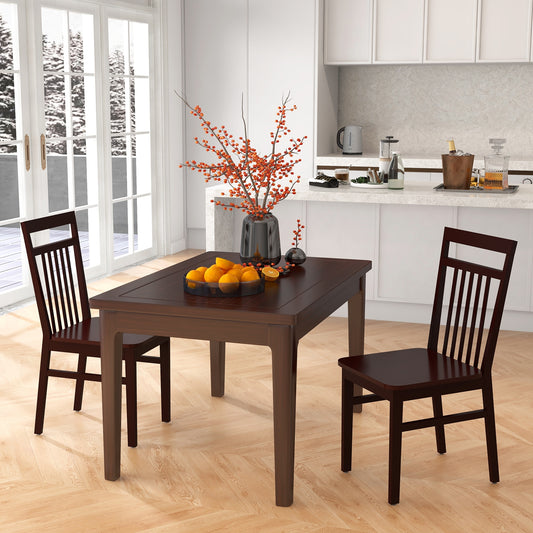 Farmhouse Dining Chairs with Slanted High Backrest and Durable Rubber Wood Frame - Set of 2