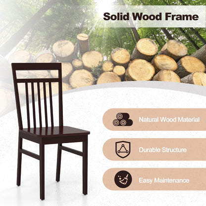 Farmhouse Dining Chairs with Slanted High Backrest and Durable Rubber Wood Frame - Set of 2