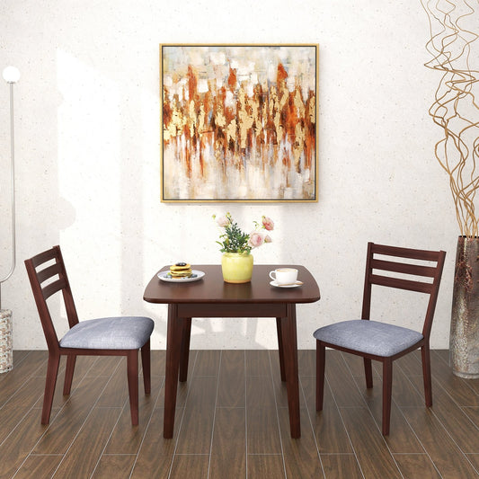 Upholstered Armless Dining Chairs with Solid Rubber Wood Frame – Set of 2