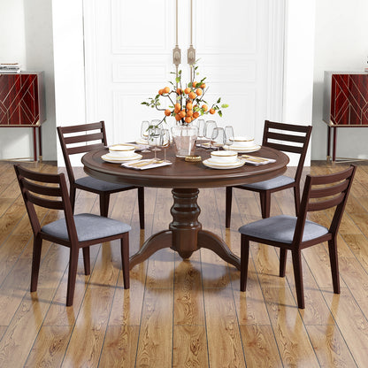 Upholstered Armless Dining Chairs with Solid Rubber Wood Frame – Set of 2