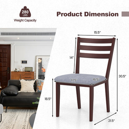 Upholstered Armless Dining Chairs with Solid Rubber Wood Frame – Set of 2