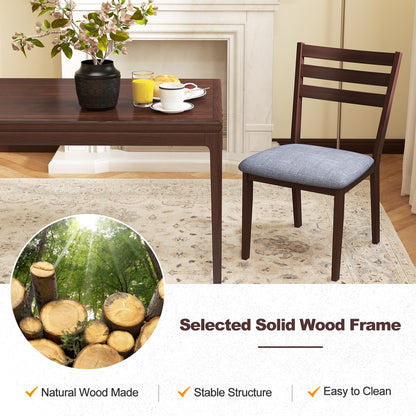Upholstered Armless Dining Chairs with Solid Rubber Wood Frame – Set of 2