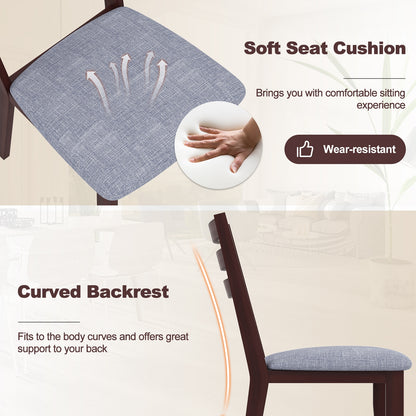 Upholstered Armless Dining Chairs with Solid Rubber Wood Frame – Set of 2