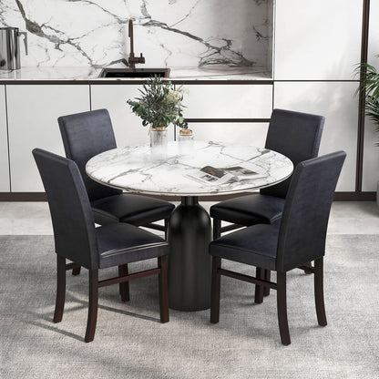 Set of 2 Upholstered Dining Chairs with Solid Rubber Wood Legs