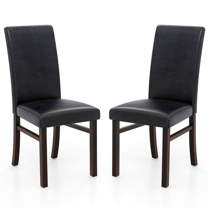 Set of 2 Upholstered Dining Chairs with Solid Rubber Wood Legs