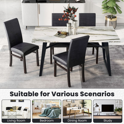 Set of 2 Upholstered Dining Chairs with Solid Rubber Wood Legs