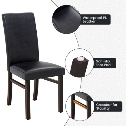 Set of 2 Upholstered Dining Chairs with Solid Rubber Wood Legs