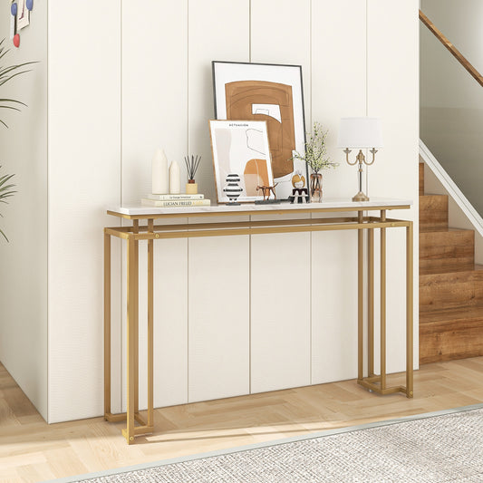 Elegant Entryway Table with Gold Frame and Secure Design for Living Room