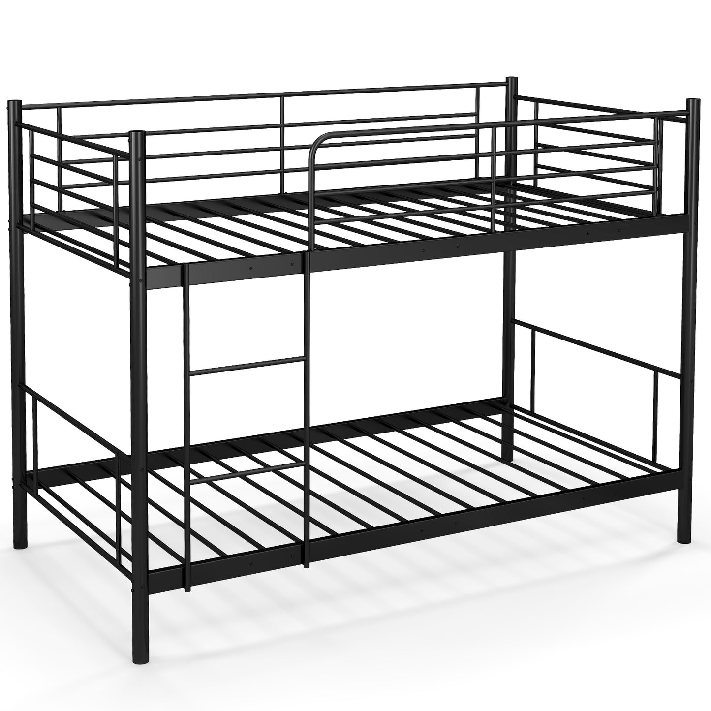Sturdy Metal Bunk Bed with Ladder and Full-Length Guardrails for Safety - Black