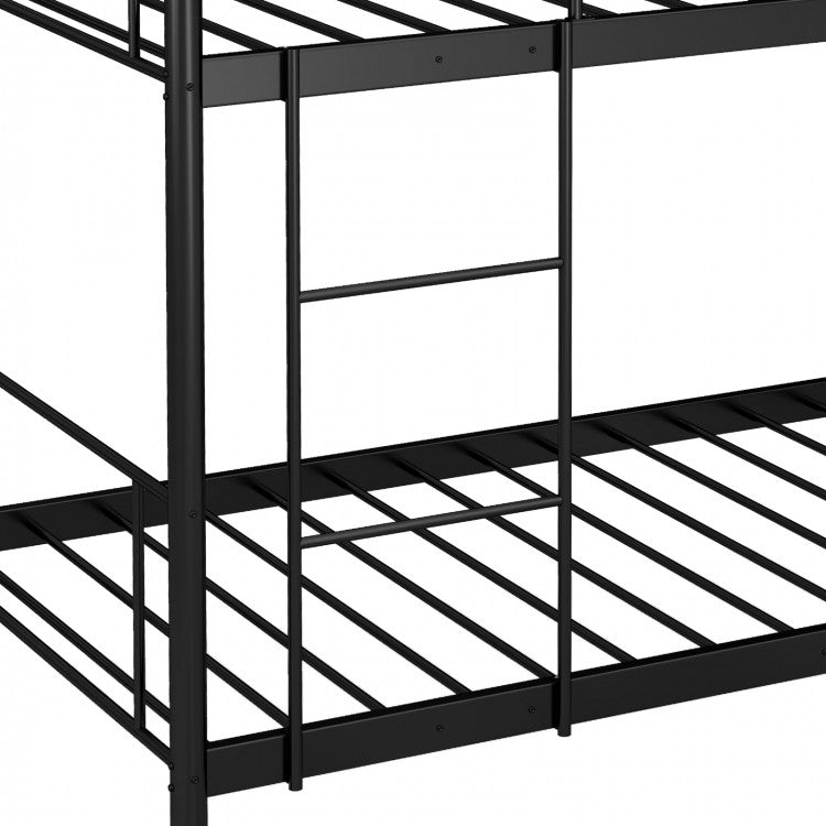 Sturdy Metal Bunk Bed with Ladder and Full-Length Guardrails for Safety - Black