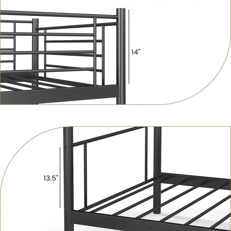 Sturdy Metal Bunk Bed with Ladder and Full-Length Guardrails for Safety - Black
