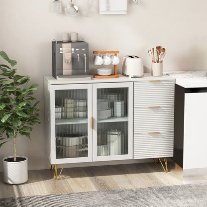 Contemporary Buffet Sideboard with 2 Cabinet Doors and 3 Drawers for Living and Dining Rooms