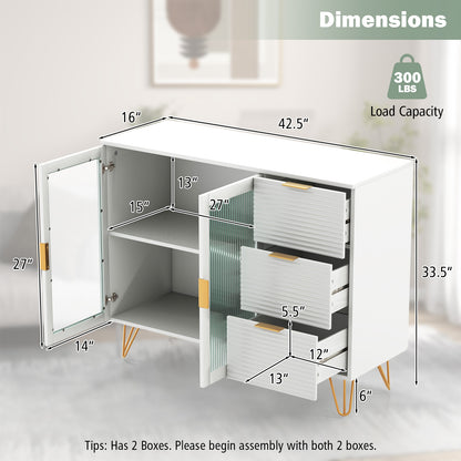 Contemporary Buffet Sideboard with 2 Cabinet Doors and 3 Drawers for Living and Dining Rooms