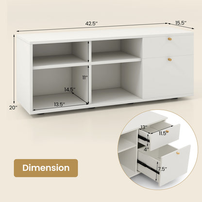 Versatile Storage Cabinet TV Console with 2 Drawers and 4 Cubes Fits TVs up to 49 Inches