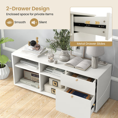 Versatile Storage Cabinet TV Console with 2 Drawers and 4 Cubes Fits TVs up to 49 Inches