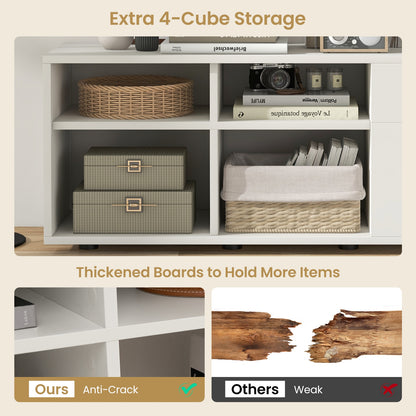 Versatile Storage Cabinet TV Console with 2 Drawers and 4 Cubes Fits TVs up to 49 Inches