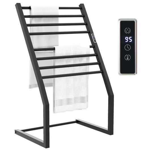 8 Bar Towel Warmer Rack with LED Display Freestanding or Wall Mounted