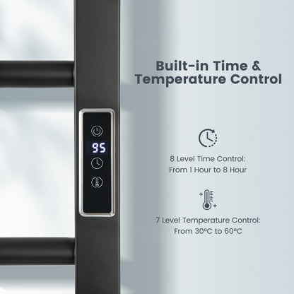 8 Bar Towel Warmer Rack with LED Display Freestanding or Wall Mounted