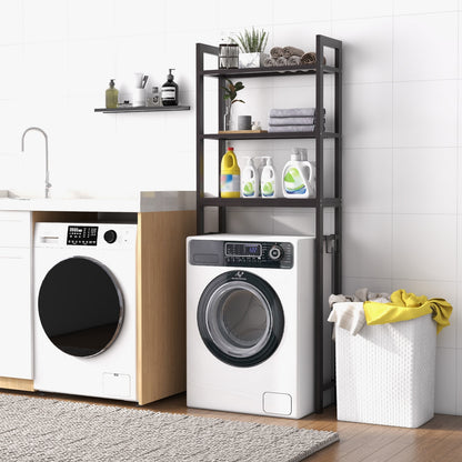Space Saving Over-The-Toilet Metal Storage Rack with Hooks