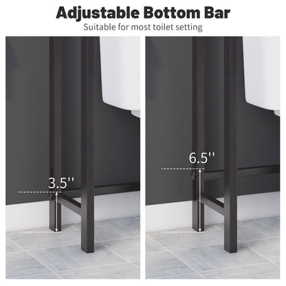 Space Saving Over-The-Toilet Metal Storage Rack with Hooks
