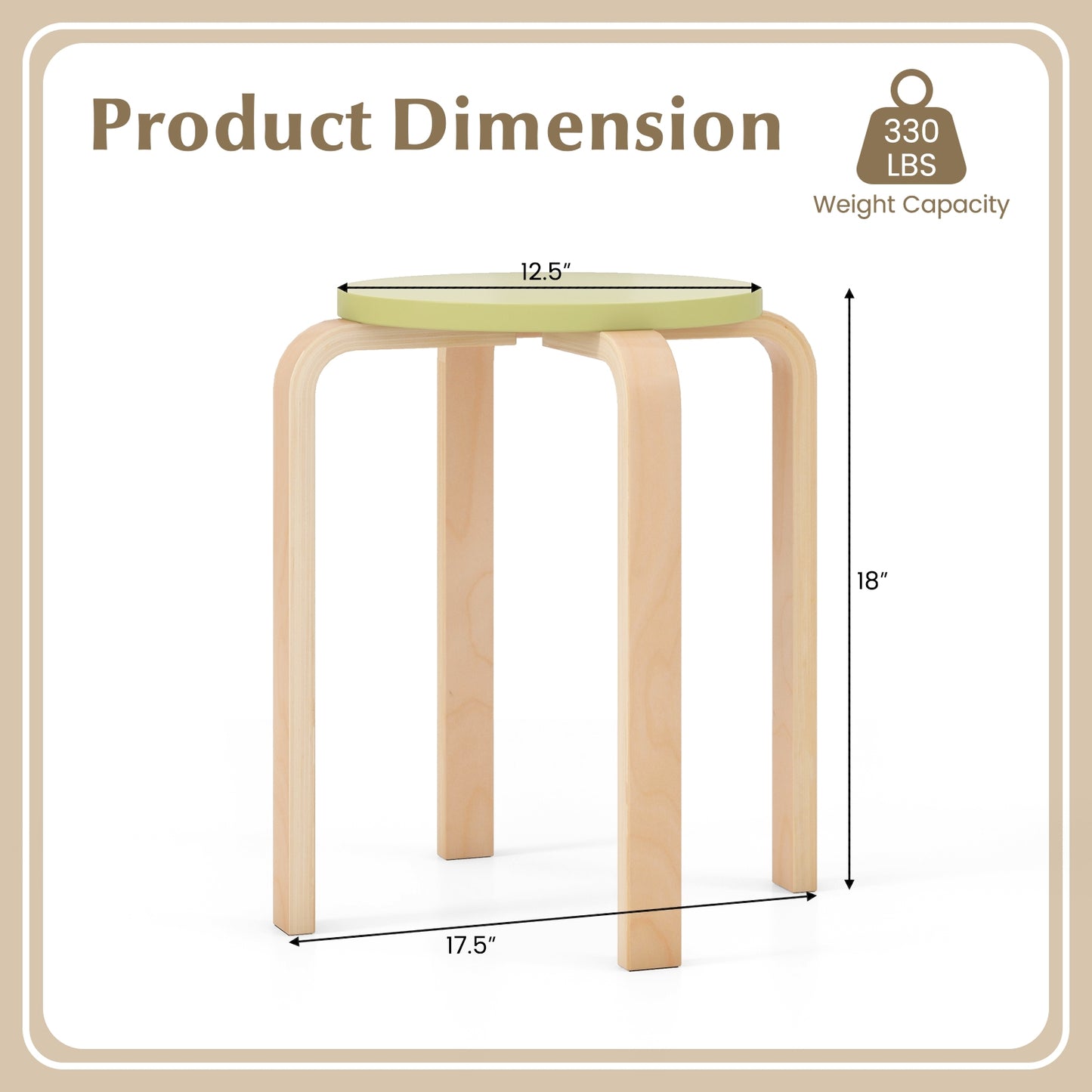 Stackable Wooden Stools Set of 4 with Round Seat and Space-Saving Design