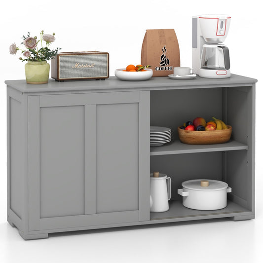 Stackable Kitchen Sideboard Cabinet with Adjustable Shelf for Pantry Dining or Entryway Storage in Grey
