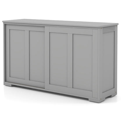 Stackable Kitchen Sideboard Cabinet with Adjustable Shelf for Pantry Dining or Entryway Storage in Grey
