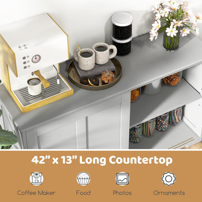 Stackable Kitchen Sideboard Cabinet with Adjustable Shelf for Pantry Dining or Entryway Storage in Grey