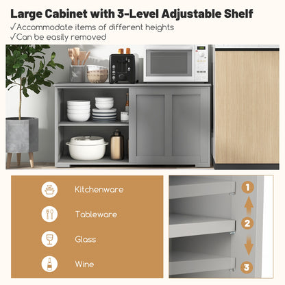 Stackable Kitchen Sideboard Cabinet with Adjustable Shelf for Pantry Dining or Entryway Storage in Grey