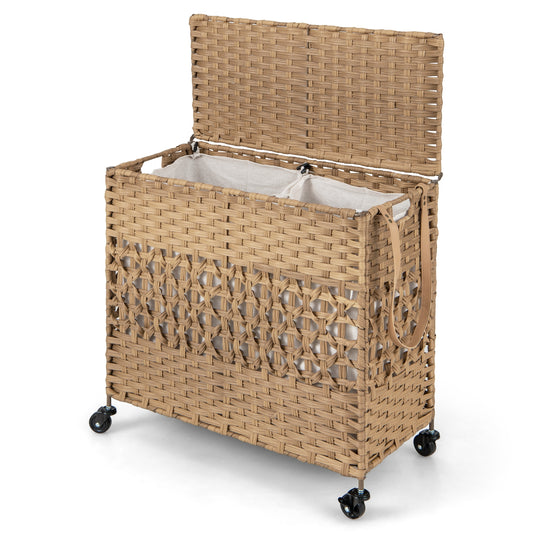 110L Dual Compartment Laundry Hamper with Removable & Washable Liner Bags