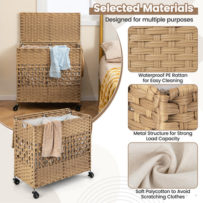 110L Dual Compartment Laundry Hamper with Removable & Washable Liner Bags