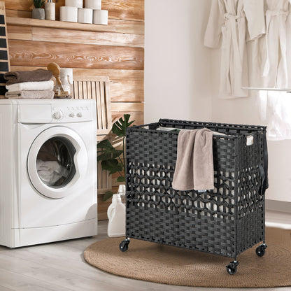 110L Dual Compartment Laundry Hamper with Removable & Washable Liner Bags