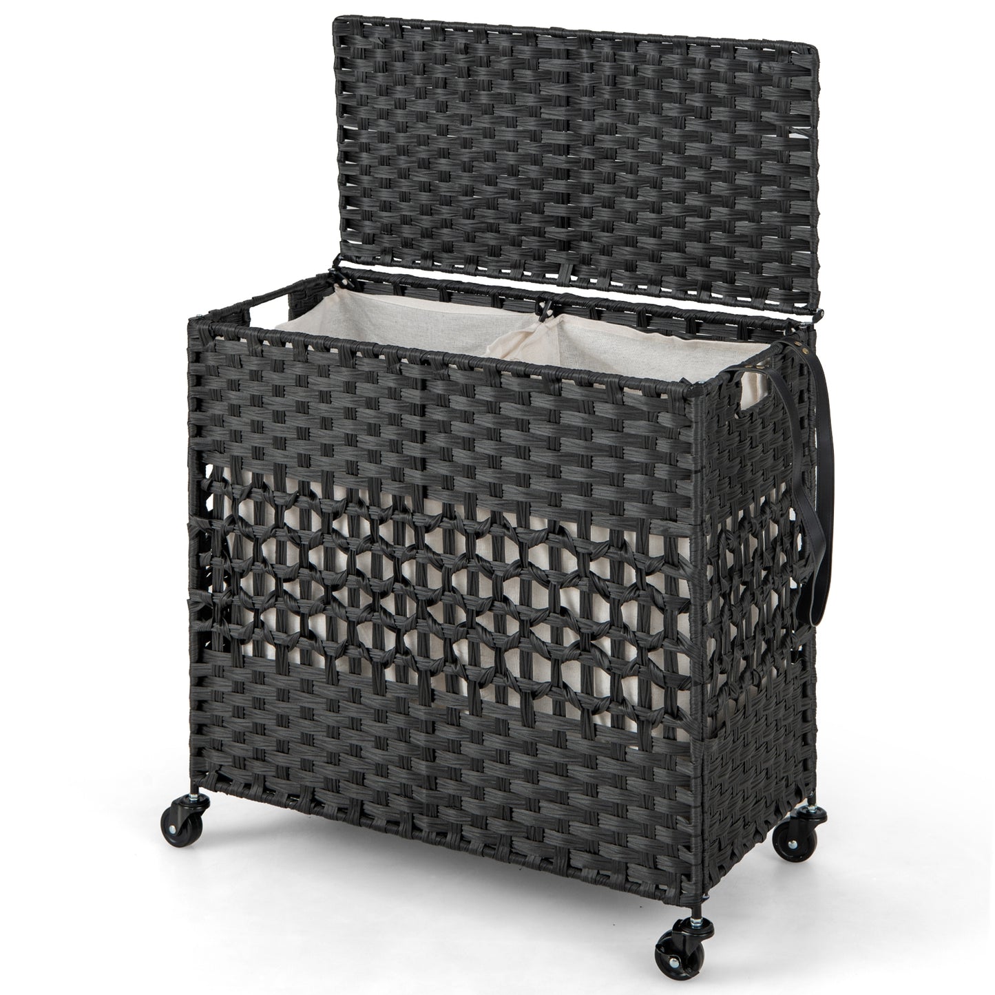 110L Dual Compartment Laundry Hamper with Removable & Washable Liner Bags