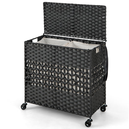110L Dual Compartment Laundry Hamper with Removable & Washable Liner Bags
