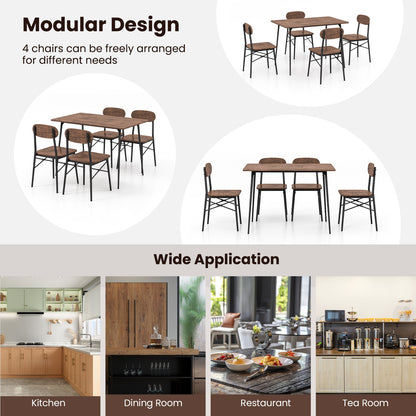 5 Piece Rectangular Dining Set with Chairs and Metal Legs for Kitchen or Breakfast Nook