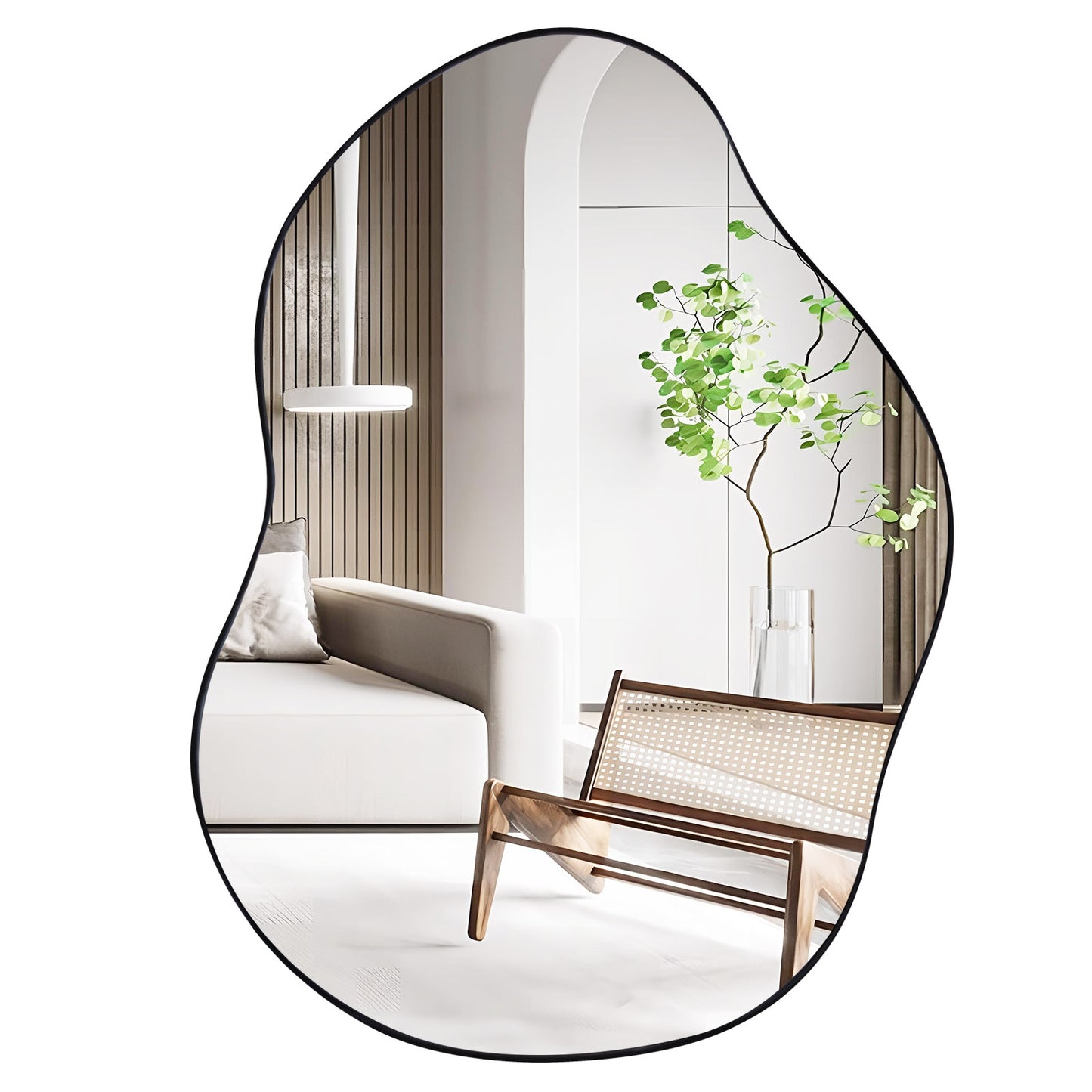 Asymmetrical Wall Mirror with Premium Backboard for Modern Décor