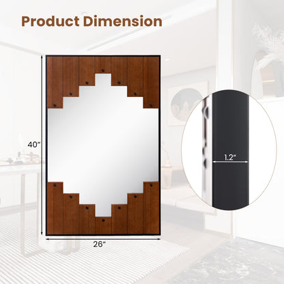 Farmhouse Inspired Decorative Rectangle Wall Mirror with Piano Key Frame – 37.5 x 23.5 Inch