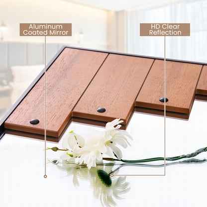 Farmhouse Inspired Decorative Rectangle Wall Mirror with Piano Key Frame – 37.5 x 23.5 Inch
