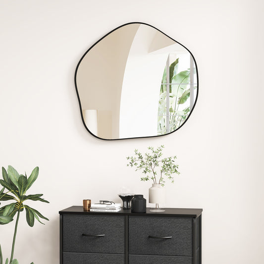 Modern Irregular-Shaped Wall Mirror with Metal Frame & Easy Installation Hooks