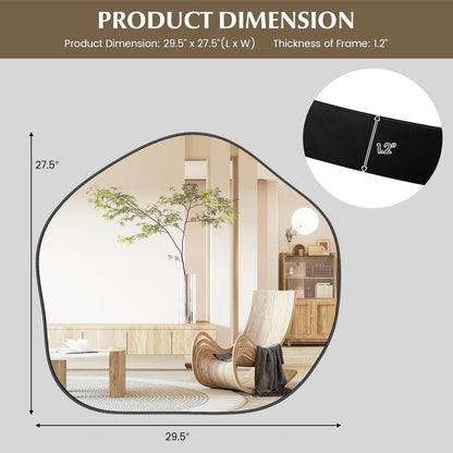 Modern Irregular-Shaped Wall Mirror with Metal Frame & Easy Installation Hooks