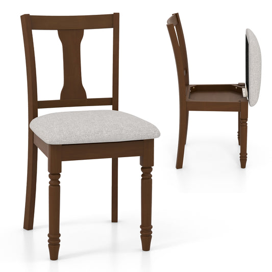 Linen Fabric Dining Chair with Hidden Storage and Comfortable Design - Brown