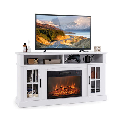 Entertainment Center with 1400W Electric Fireplace for TVs up to 65 Inches in White