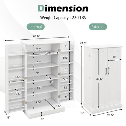 Freestanding Kitchen Sideboard Cabinet with Adjustable Shelves and 2 Door Cupboards with Safety Anchors